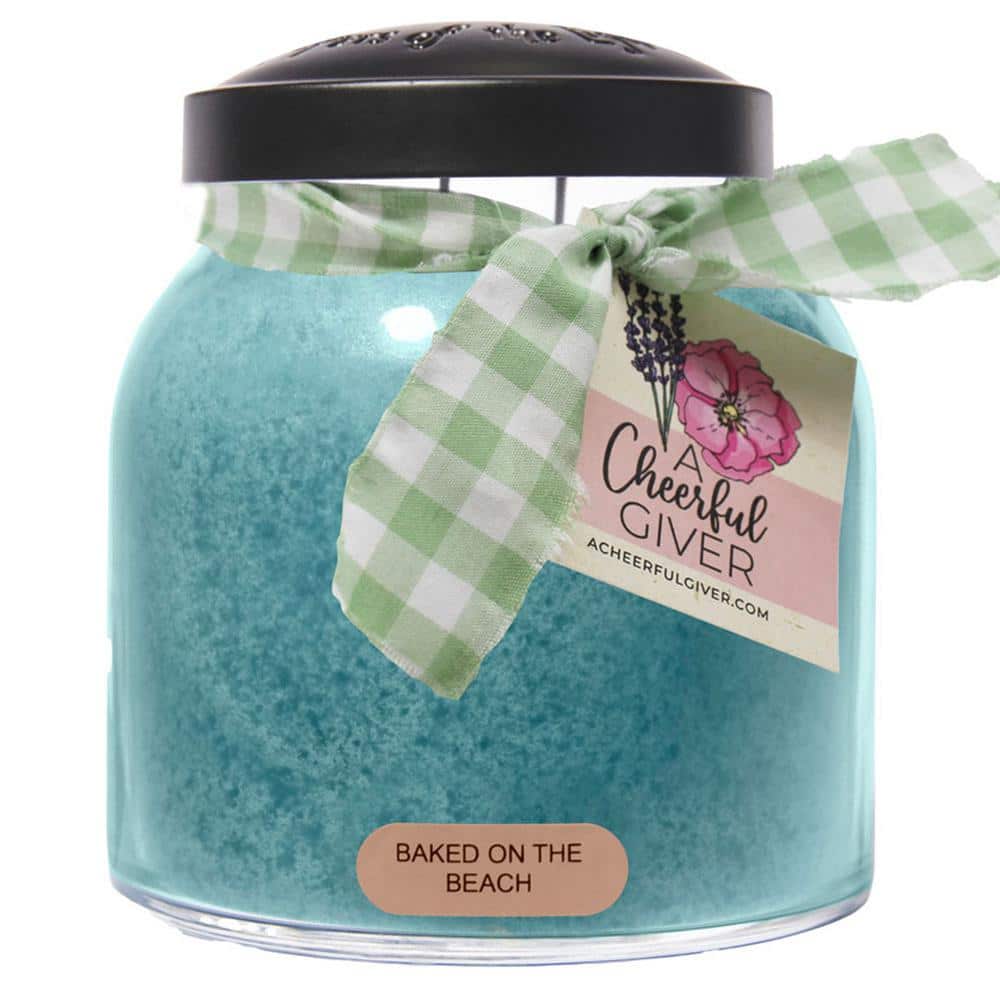 Baked on the Beach 34oz Blue Scented Candle Jar with Black Lid