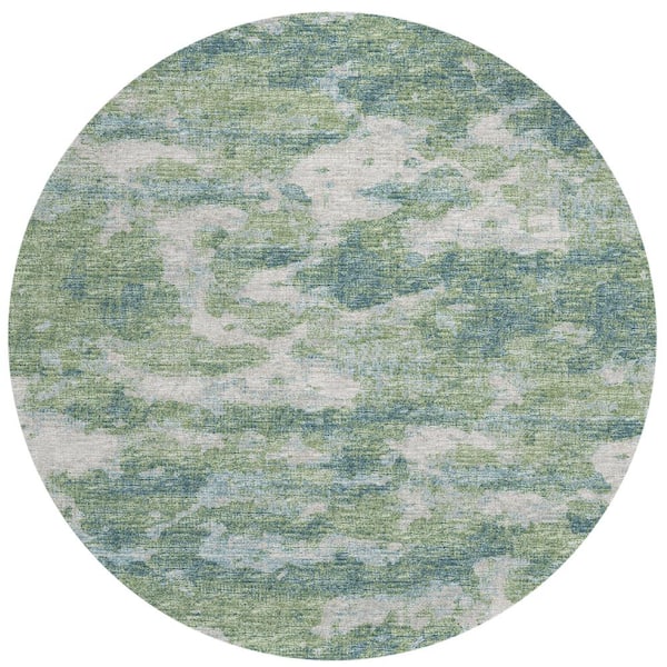 Addison Rugs Accord Green 8 ft. x 8 ft. Abstract Indoor/Outdoor Washable Area Rug