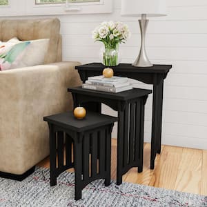 Black Wooden Traditional Nesting Side Tables with Mission Style Legs (Set of 3)