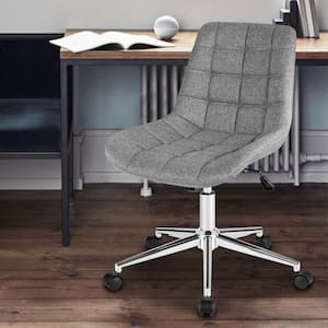 Gray Armless Fabric Seat Swivel Office Task Chair with Adjustable Height