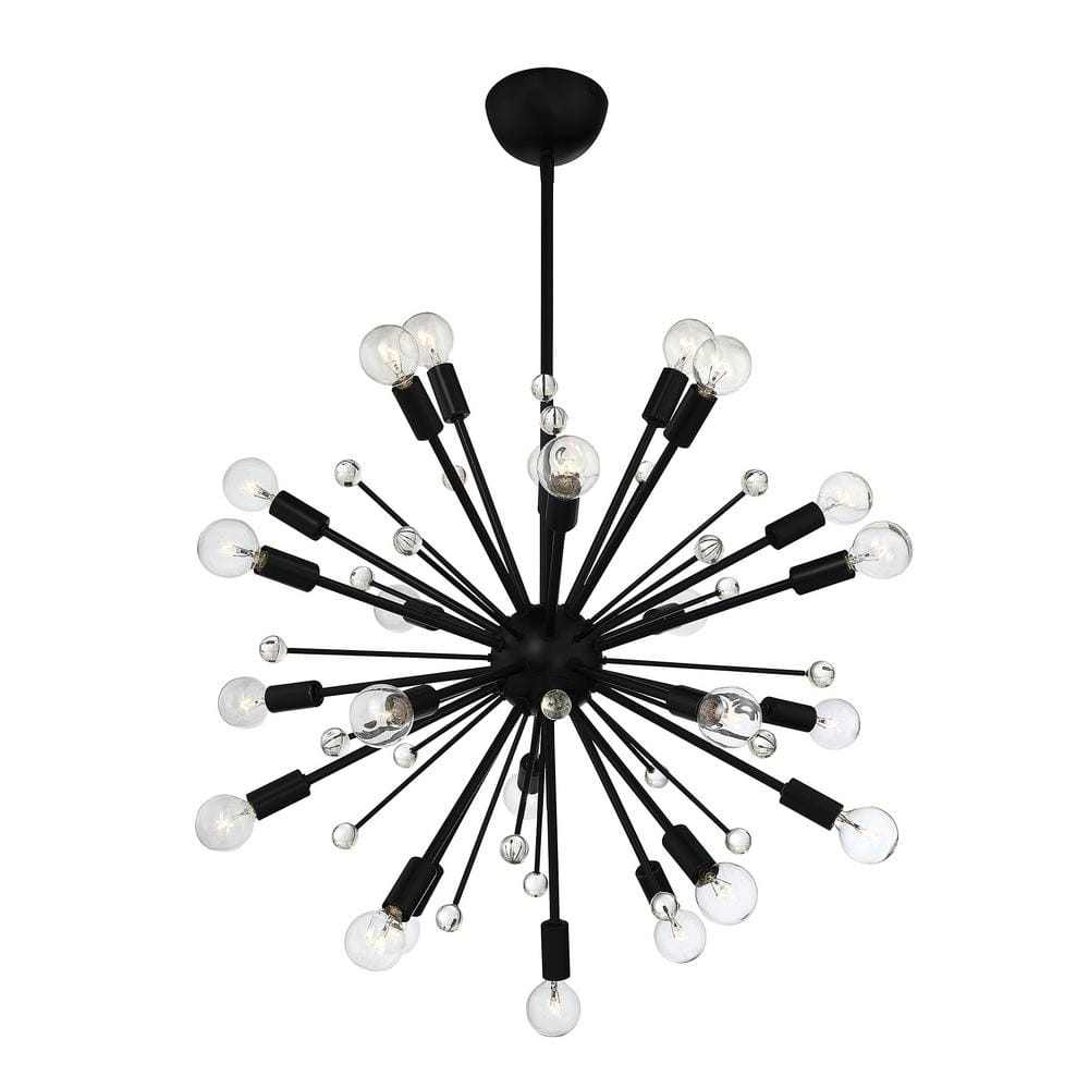 Galea Matte Black 24-Light Sputnik Chandelier with Glass Baubles