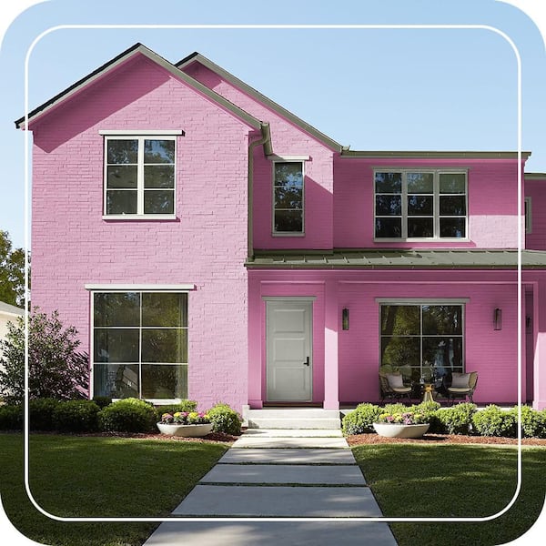 BEHR PREMIUM PLUS 5 gal. #100B-6 Fuchsia Kiss Flat Exterior Paint