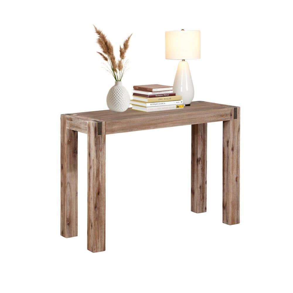 Woodstock 40 in. Rectangle Console Table, Modern Farmhouse Entryway Table with Brushed Driftwood Legs and Metal Inset price history on PriceWatchPro