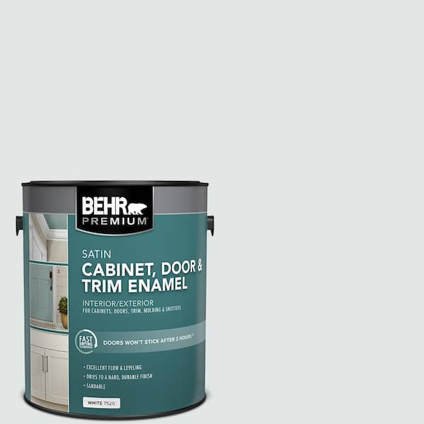 BEHR PREMIUM 1 gal. #BL-W02 Ice Sculpture Satin Enamel Interior/Exterior Cabinet, Door & Trim Paint