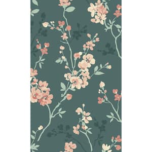 Green Classic Minimalist Floral Printed Non-Woven Non-Pasted Textured Wallpaper 57 sq. ft.