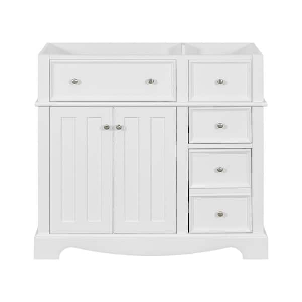 EPOWP 35.4 in. W x 17.8 in. D x 32.9 in. H Bath Vanity Cabinet without Top in White with with 3 Drawers and Door Storage Shelf