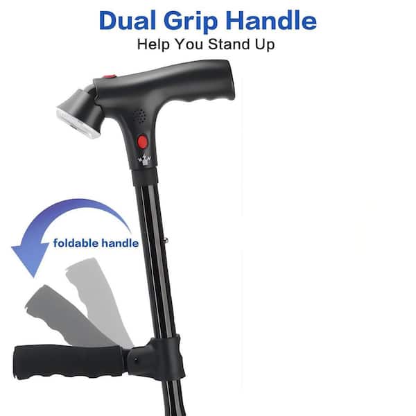 Wudkey 3-in-1 Folding Cane with Alarm and Light, Collapsible