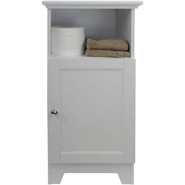 Redmon Contemporary Country Collection 13.38-in W x 27.63-in H x 11.75-in D White MDF Freestanding Linen Cabinet Redmon Contemporary Country Collection 13.38-in W x 27.63-in H x 11.75-in D White MDF Freestanding Linen Cabinet
