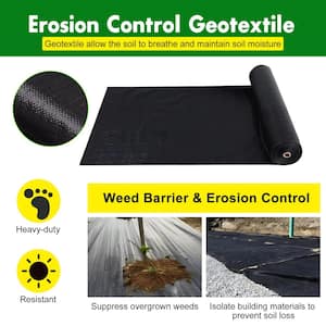 Agfabric 4.9 ft. x 300 ft. Black Non Woven Geotextile Weed Barrier  Landscape Fabric Erosion Control 4.5 oz. NWG4930045 - The Home Depot