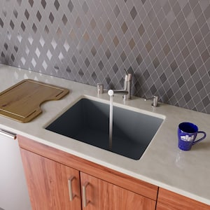 Undermount Granite Composite 23.63 in. Single Bowl Kitchen Sink in Titanium