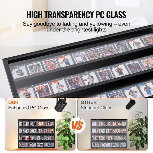 VEVOR 36 Graded Black Sports Card Display Case 30.5x24.3x2.1in. Card  Display Frame UV Protection Clear View PC Glass Lockable QYZSKJHX2433JF9USV0