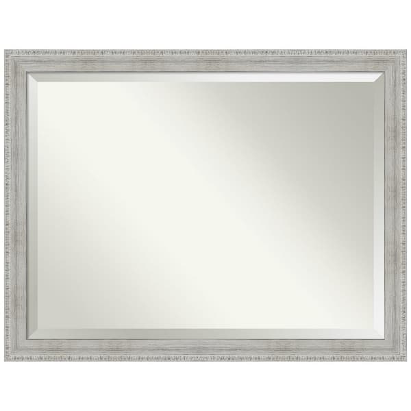 Amanti Art Rustic White Wash 44.5 in. x 34.5 in. Beveled Rectangle Wood ...