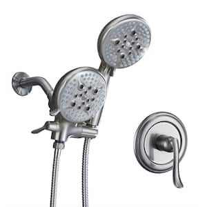 24-Spray Patterns with 5 in. Wall Mount Dual Shower Heads and Handheld Shower in Brushed Nickel (Valve Included)
