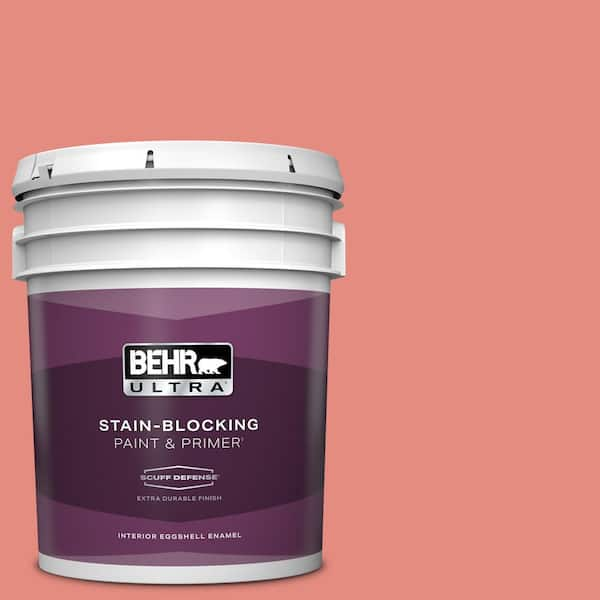 BEHR ULTRA 5 gal. #190D-5 Peony Pink Extra Durable Eggshell Enamel Interior Paint & Primer