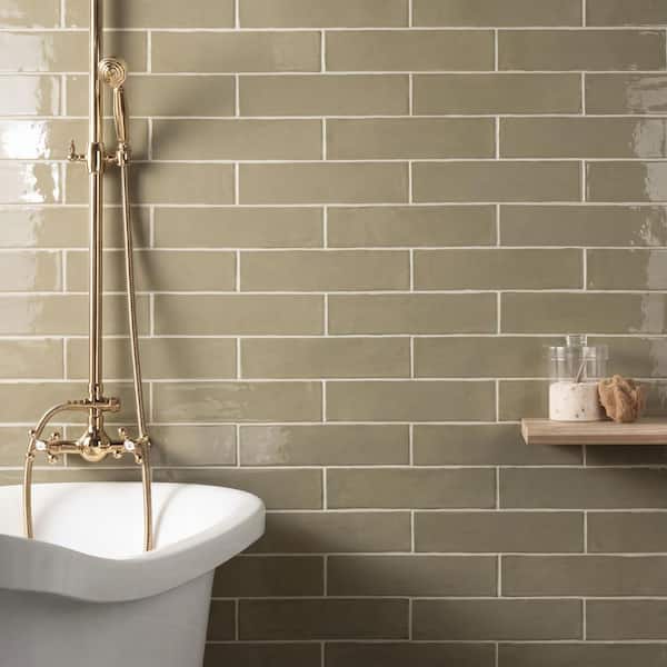 Catalina Kale 3 in. x 12 in. x 8 mm Polished Ceramic Subway Wall Backsplash Tile (10.76 sq.ft./case)