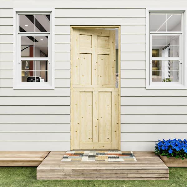 EH PUERTA 32 in. x 80 in. Solid Pine Universal 6 Panel Unfinished