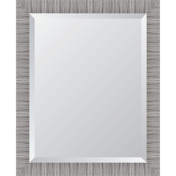 Melissa Van Hise Rattan Design 27 in. W x 33 in. H Rectangle Gray Framed Mirror