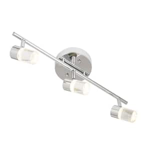 1.72 ft. 3-Light Brushed Nickel Integrated LED Fixed Track Kit with Bubble Glass Shades