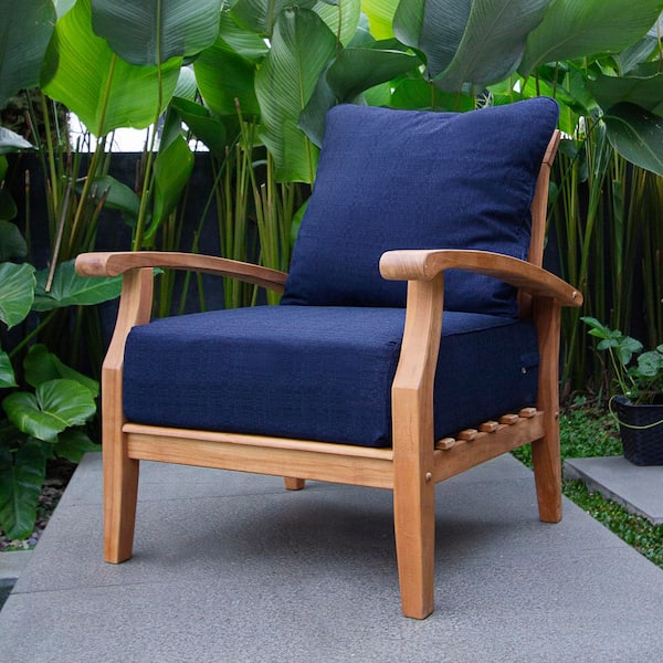 Cambridge Casual Cambridge Casual Caterina Teak Wood Outdoor Lounge Chair with Navy Cushion