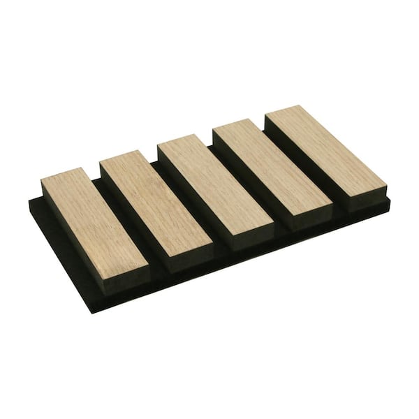 sunwings Natural Oak 6.65 in. x 4.13 in. x 0.83 in. Wood Slat Acoustic Decorative 3D Sound Absorbing Wall Panel (0.19 sq. ft.)