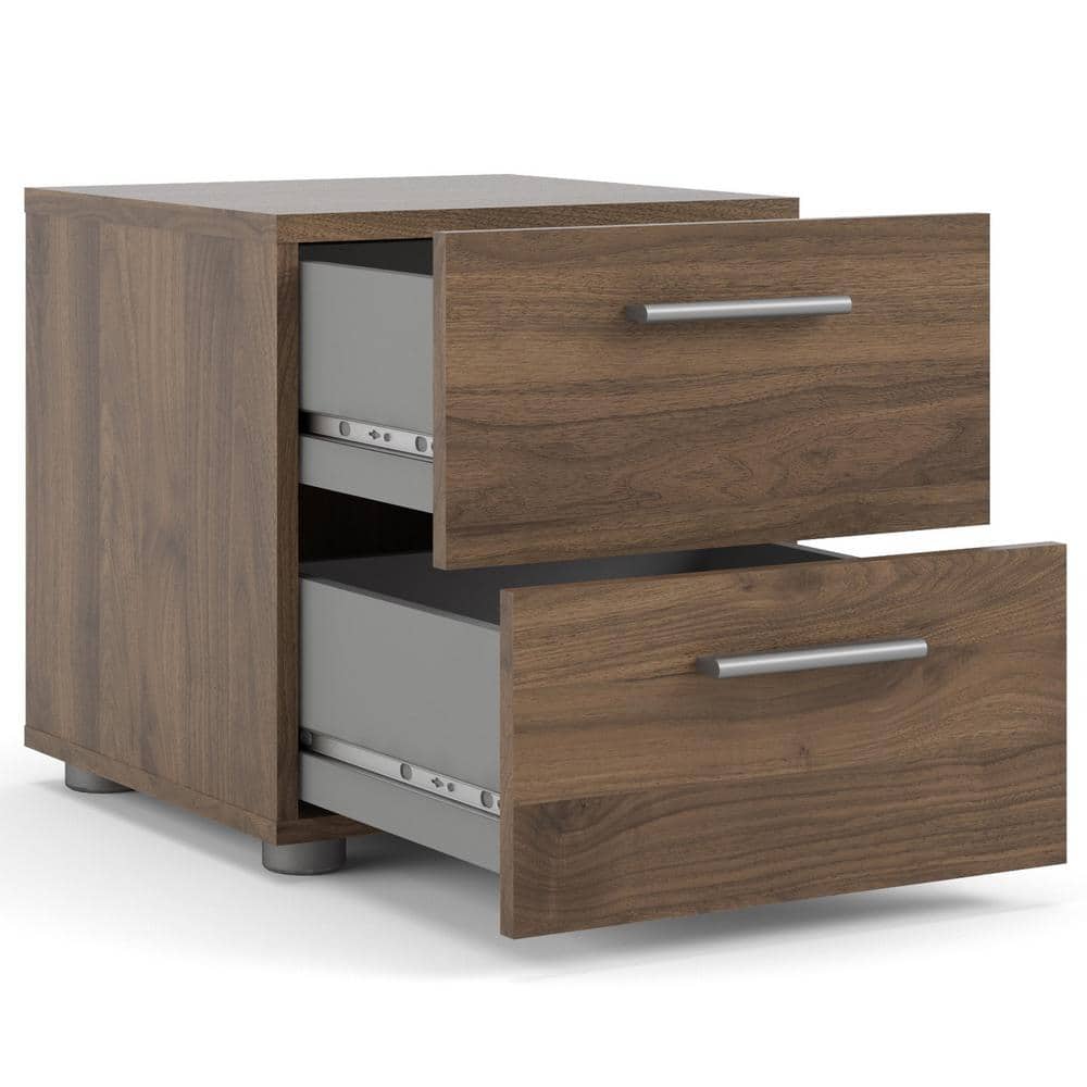 Loft-Style Chic 2-Drawer Nightstand in Walnut