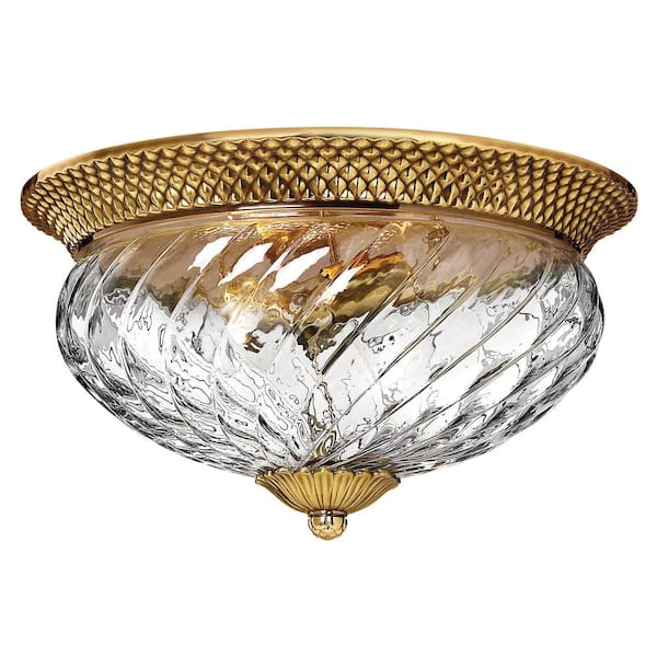 HINKLEY Plantation 16 in. 3-Light Burnished Brass Flush Mount
