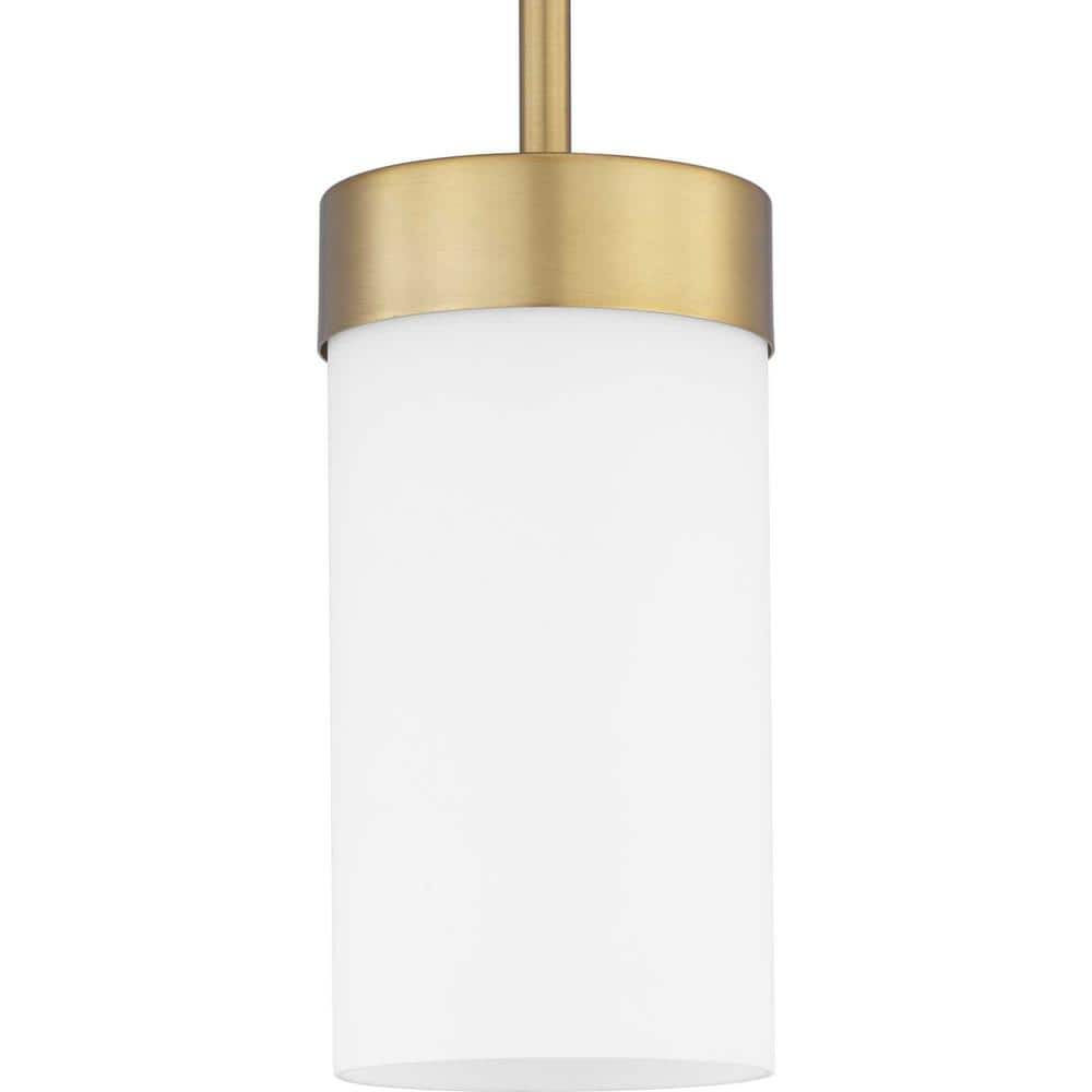 Brushed Bronze Mini Pendant with Etched White Glass Shade