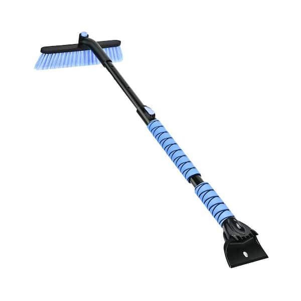 Cars Trucks SUVs Detachable Snow Brush Ice Scraper 360° Rotating Soft Bristle Head Foam Grip Windshield Tool