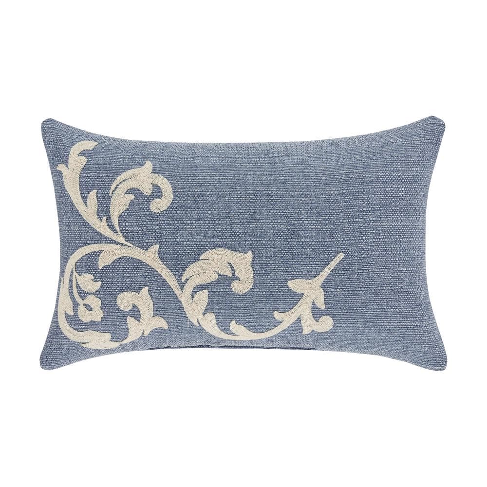 Augusta Blue Polyester Boudoir Decorative Throw Pillow 13 x 21 in.