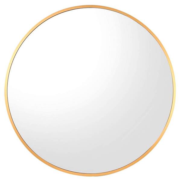 Kinger Home Sage 20 in. W x 20 in. H Round Aluminum Framed Anti Frog Wall Bathroom Vanity Mirror in Brushed Gold