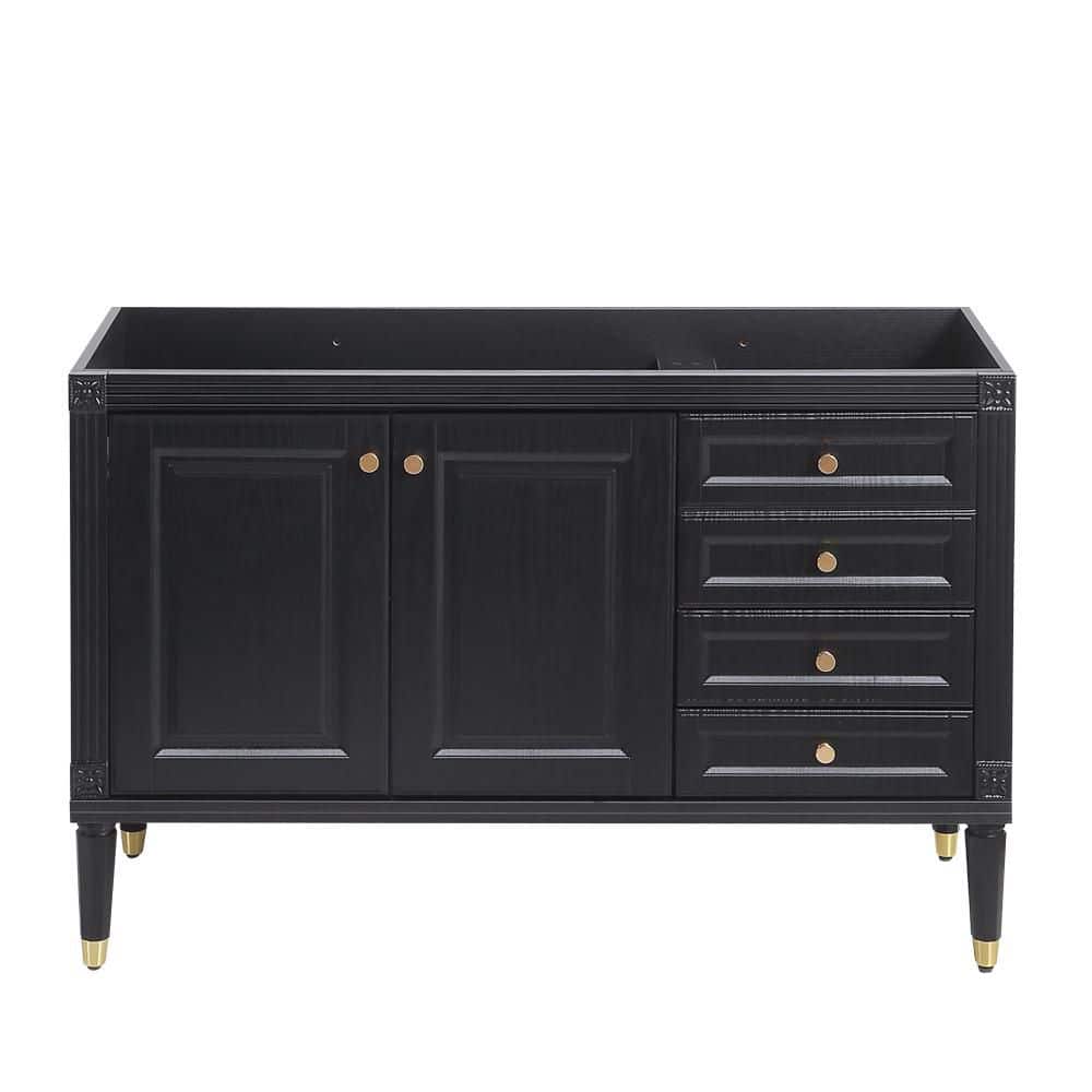 48 in. W x 18.5 in. D x 32.28 in. H Single Sink Freestanding Bath Vanity in Black with White Ceramic Top price history on PriceWatchPro