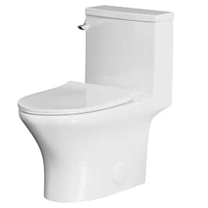 16 in. 2-Piece 1.28 GPF Single Flush Elongated Toilet in White with Slow Close Seat