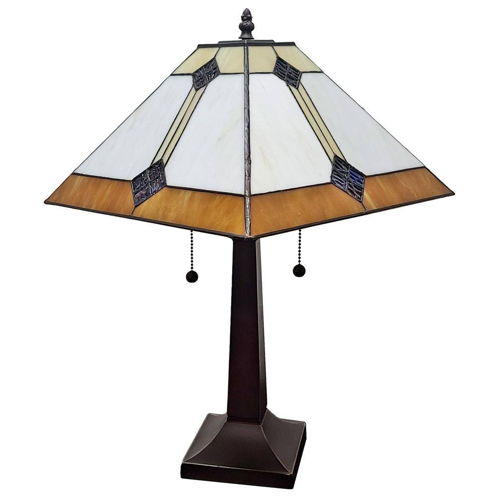 21" Bronze Stained Glass Mission Style Table Lamp
