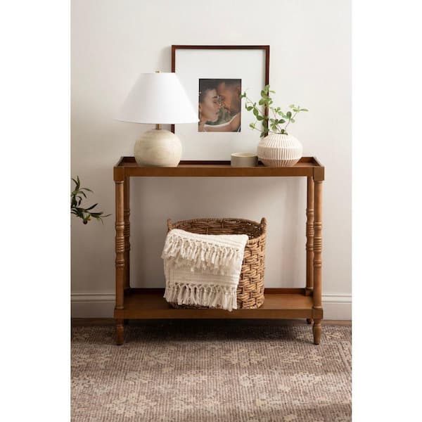 Bellport 34 in. Rustic Brown Rectangle Wood Console Table