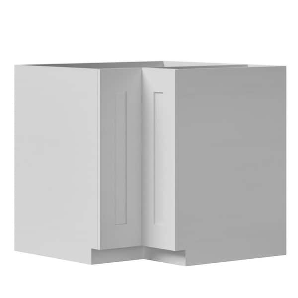 VEVETTA 33 in. D x 24 in. W x 34.5 in. H Ready to Assemble Plywood Shaker Lazy Susan Corner Cabinet in White