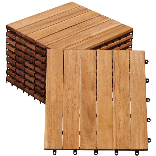 Patio 12 in. Interlocking Deck Tiles 10-Pack