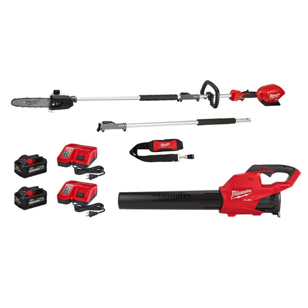 M18 FUEL 10 in. 18V Lithium-Ion Brushless Cordless Pole Saw Kit w/Attachment Capability and M18 Blower Kit (2-Tool) -  Milwaukee, 2825-21PS-2724