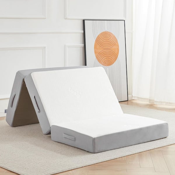 Single 75 in. x 25 in. Soft Foam 6 in. Tri-Fold Folding Mattress with Breathable for Camping and Road Trip