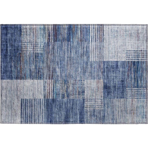 Mayfield Premium Machine Washable Abstract AMF2149 Blue 2 ft. x 3 ft. Accent Rug