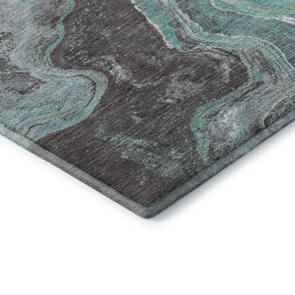 Mayfield Premium Machine Washable Abstract AMF1907 Teal 2 ft. x 3 ft. Area Rug