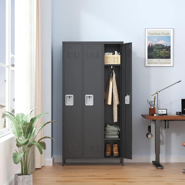 Tidoin 3-Tier 72 in. H Metal Heavy-Duty Storage Cabinet Locker in