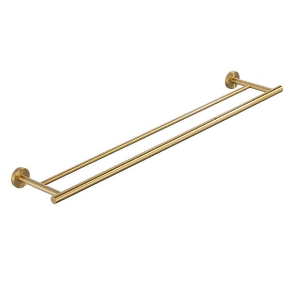 32 in. Wall Mounted Double Towel Bar in Brushed Gold