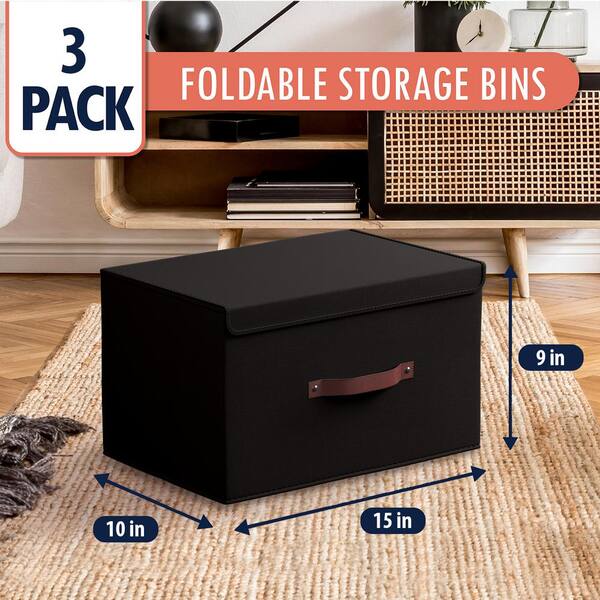 Black Large Storage Bin with Handles