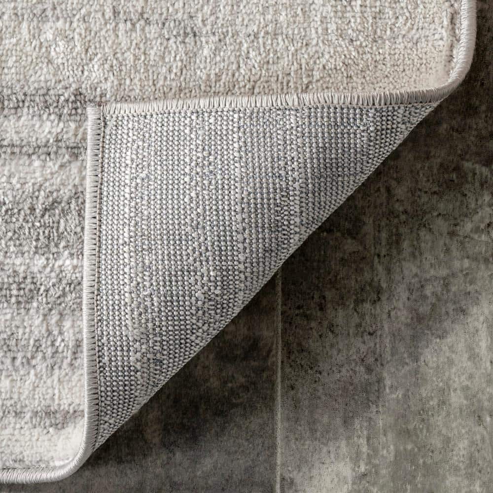 Kiley Faded Serene Stripes Gray Synthetic Indoor Area Rug, 4' 3" x 6'