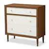 Baxton Studio Harlow 3 Drawer White and Medium Brown Wood Chest of