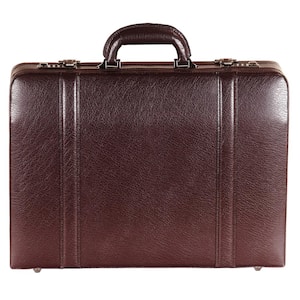 Business Collection Burgundy Leather Expandable Attache Case 17.75 in. H x 4.75 in. W x 13 in. D