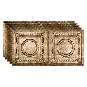 Rosette 2 ft. x 4 ft. Glue Up Vinyl Ceiling Tile in Bermuda Bronze (40 sq. ft.)
