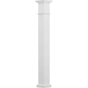 9' x 7-1/4" Endura-Aluminum Wellington Column, Square Shaft (Load-Bearing 20,000 lbs), Non-Tapered, Textured White