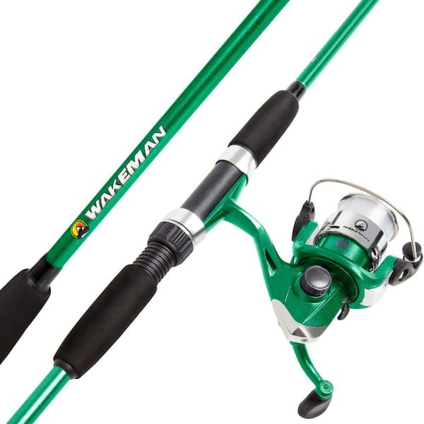 Wakeman Outdoors Swarm Series Spinning Rod and Reel Combo in Green Metallic