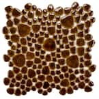 Pebble Mahogany 11 in. x 11 in. Porcelain Mosaic Tile (8.6 sq. ft./Case)